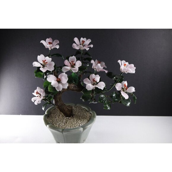 Vintage Pink glass flower bonsai 11 x 12 inches, pink flowering dogwood - Picture 5 of 10
